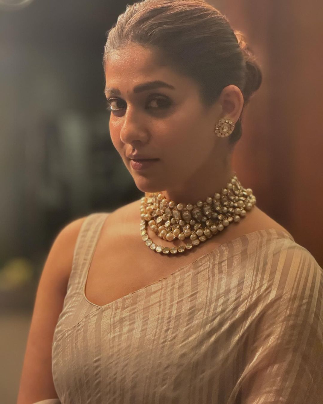 Tamil Actress Nayanthara Face Closeup Beautiful Jewellery